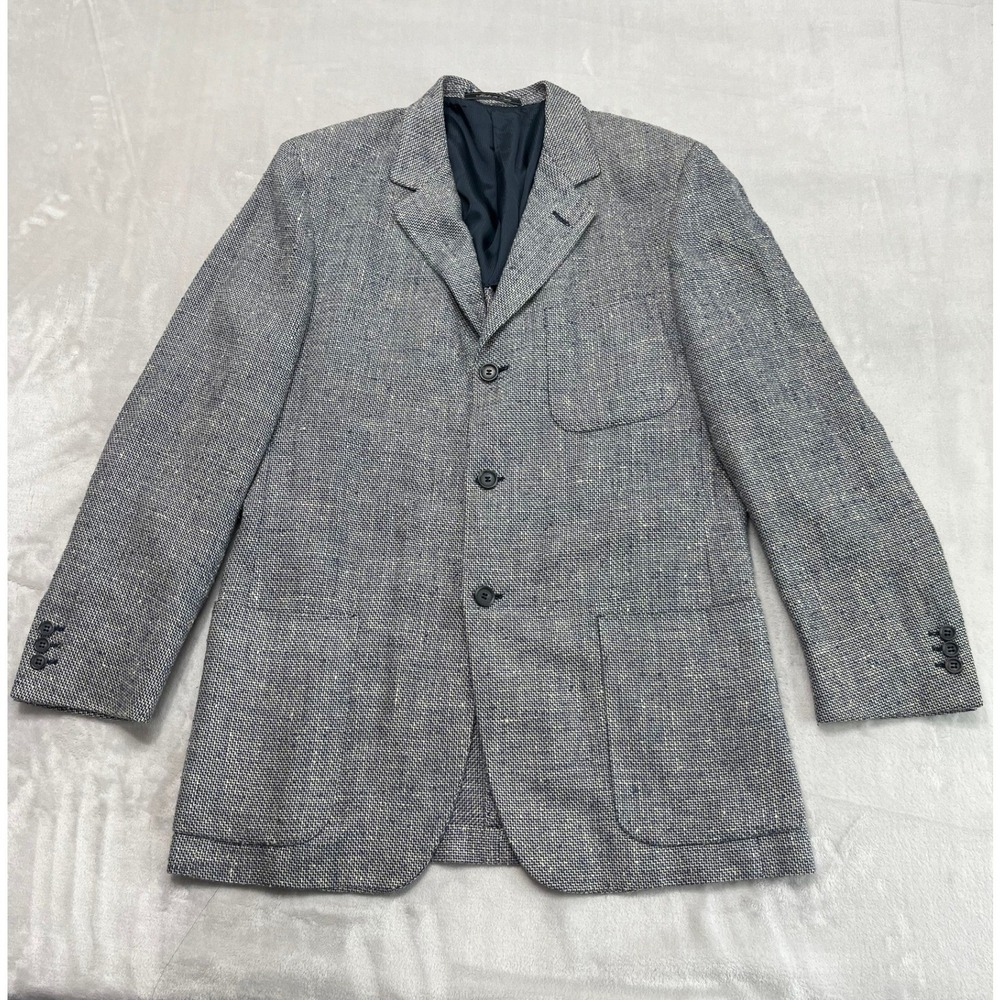 Ermenegildo Zegna Soft Blazer Men 50 Blue Silk Cotton Basketweave Unstructured
